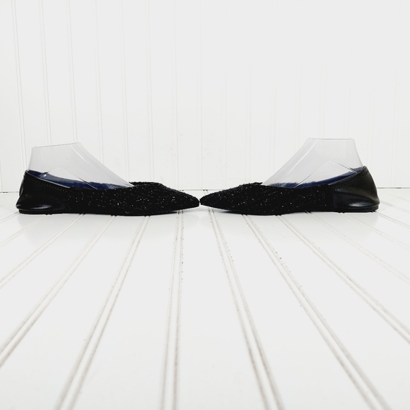 Zara Basic Pointed Toe Black Sequins Slip On Flats E179 - Picture 7 of 11